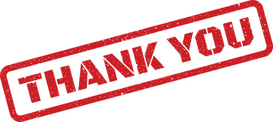 Distressed thank you stamp illustration with speckled texture, isolated for instant recognition