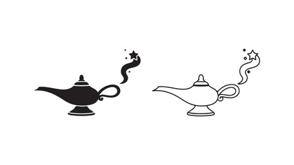 Magic lamp with smoke and stars with transparent background