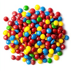 Obraz premium Colorful round candies in a pile on white background