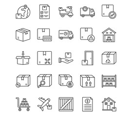 Delivery and Logistics Line Vector Icons