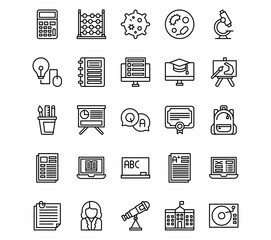 Back to School Line Vector Icons