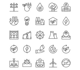 Sustainable Energy Line Vector Icons
