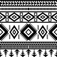Seamless ethnic aztec pattern in black and white. Vector illustration.
