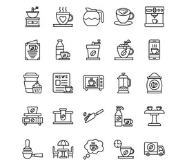 Coffee Shop Line Vector Icons