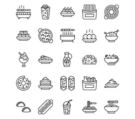 World Cuisine Line Vector Icons
