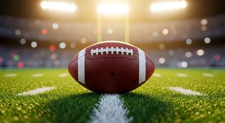 American Football on Field Stadium Lights Warm Glow Athletic Competition