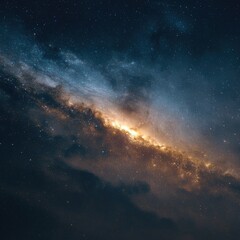 Fototapeta premium Cosmic expanse of swirling nebulae, streaked with starlight