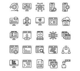 Computer Programming Line Vector Icons