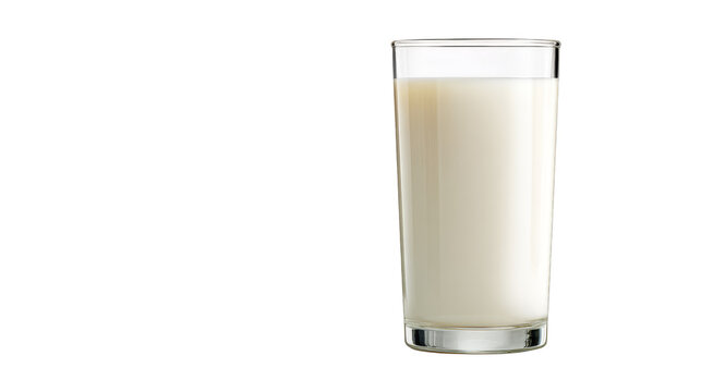 A pristine clear drinking glass filled with fresh nutritious calcium rich dairy milk a wholesome beverage for a healthy lifestyle sitting on a kitchen counter.