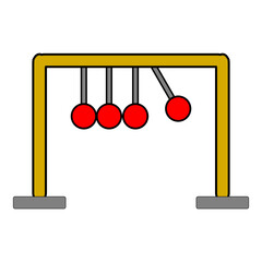 Flat design Newton cradle physics experiment illustration for science and education projects.