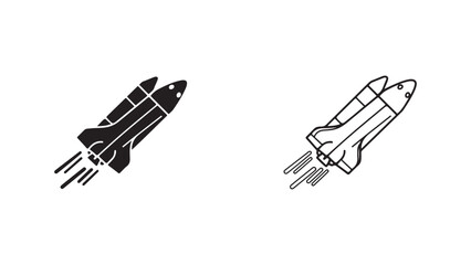 Rocket launch icon in black and white
