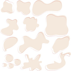 Hand drawn abstract blob shape vector set in beige with outline. Perfect for creative collages, packaging design, and background texture