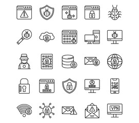 Security Line Vector Icons