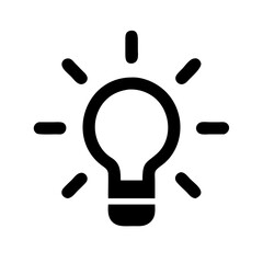 Illustration of a lightbulb icon with radiating lines representing idea or inspiration concept design element