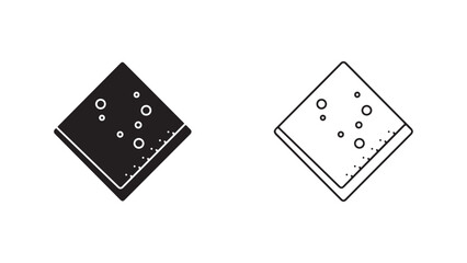 Square tile with bubbles, black and white outline