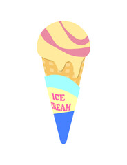 アイスクリーム　バニラ　ストロベリー　コーン　アイス　イラスト