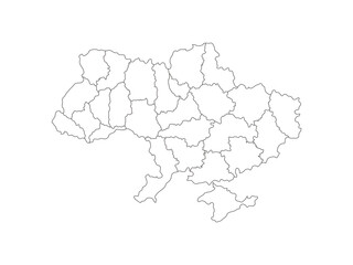 ukraine map with regions on black background 