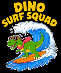 Dino Surf Squad Funny Surfing Dinosaur Summer Vibes