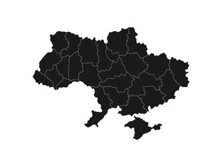 ukraine map with regions on white background 