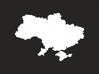 ukraine white map on black background 