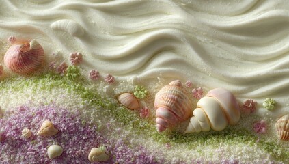 Whipped cream seascape dessert art