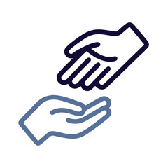 Obraz premium Hand giving hand vector icon design, charity and donation concept, support and help vector graphic design
