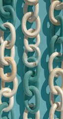 Obraz premium Vertical chains, light teal and cream, linked rings