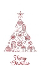 Western Christmas tree with cowboy boots, ornaments, and gifts for holiday greetings