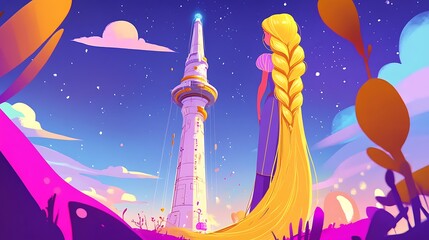 Woman looking at magical tower