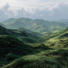 Fototapeta premium green hills for virtual environment mockup PNG