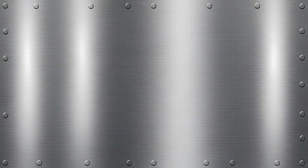 Brushed metal texture with rivets industrial background metallic surface with horizontal brushed finish and visible fasteners