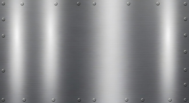 Brushed metal texture with rivets industrial background metallic surface with horizontal brushed finish and visible fasteners
