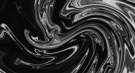 Abstract black and white marble texture background with a swirling pattern