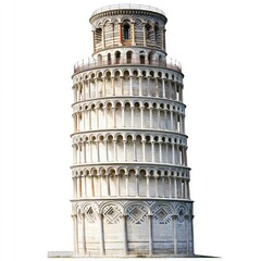 Leaning Tower of Pisa, a tall, light-gray stone tower