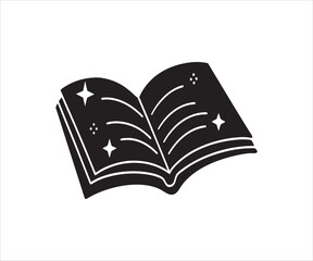 Open Book Silhouette with Stars and Lines Representing Magical Storytelling and Imagination For Education and Creative Projects