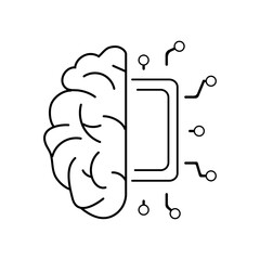 Human brain, network chip technology icon,artificial intelligence symbol