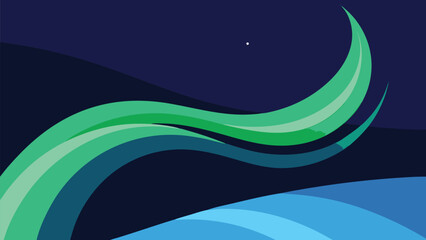 Modern abstract northern lights aurora borealis vector illustration with swirling green hues