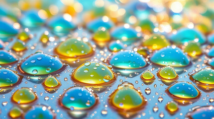 Vibrant and translucent raindrops with