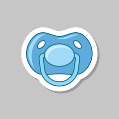 Baby pacifier sticker icon in flat style. Nipple for newborn child vector illustration on isolated background. Soother sign business concept.