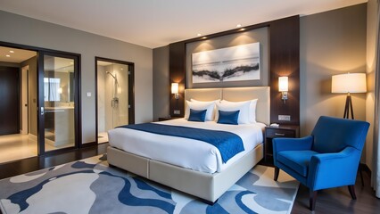 A corner of a modern and simple hotel room