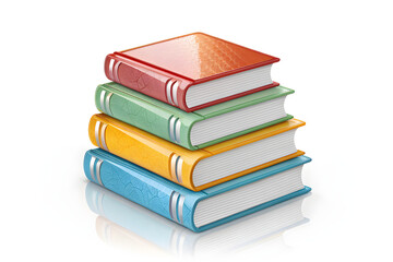 3D Glossy Stack of Books Icon, Colorful Education and Learning Symbol