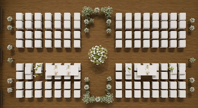 Event seating chart plan overhead view