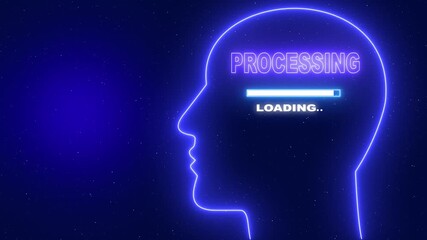 Human Head Profile With Processing loading in Mind. Business creativity and Innovation concept. Abstract Illustration for creative thinking, strategic planning technology, and Futuristic vision. - Powered by Adobe