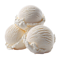Three Creamy Vanilla Ice Cream Scoops on Black Background