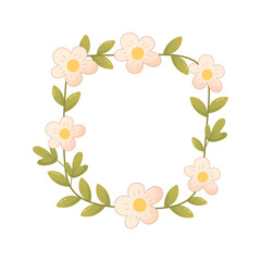 Fototapeta premium Square floral wreath with soft pastel flowers