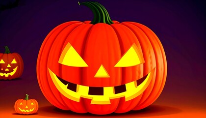 Spooky illuminated jack-o'-lanterns against a dark backdrop for festive Halloween celebration