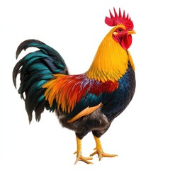 Fototapeta premium Colorful rooster, profile view, vibrant plumage