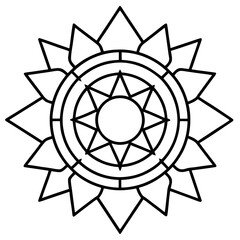 Fototapeta premium Solar Plexus Mandala Line Art Coloring Page
