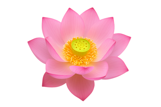 A beautiful pink and yellow lotus flower in full bloom, isolated on a transparent background - Powered by Adobe