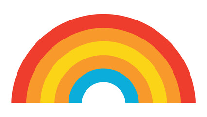 Stylized flat rainbow illustration with soft overlapping arcs for vector graphics